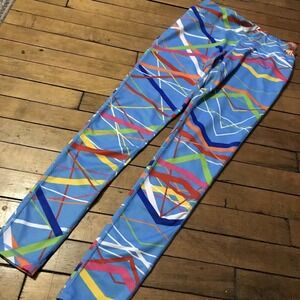 Loudmouth Ladies Leggings Small Colorful Abstract Stripes Athletic Golf -